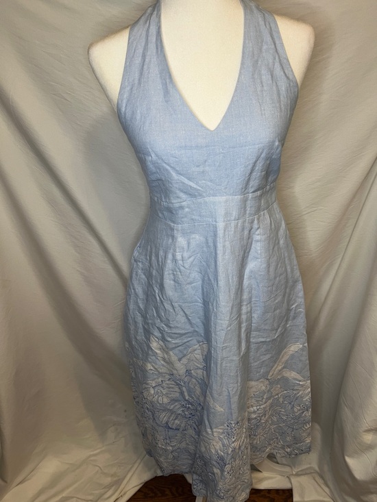 Tommy Bahama Dresses & Skirts - Tommy Bahama Light Blue Floral Halter Linen Maxi Dress Size 4